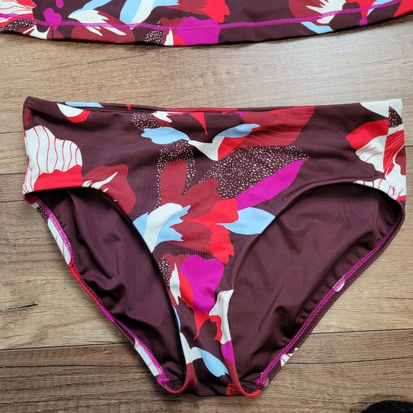 Athleta Plunge Tankini Hero Bloom Decadent Chocolate full bottom swimwear small - Picture 7 of 16